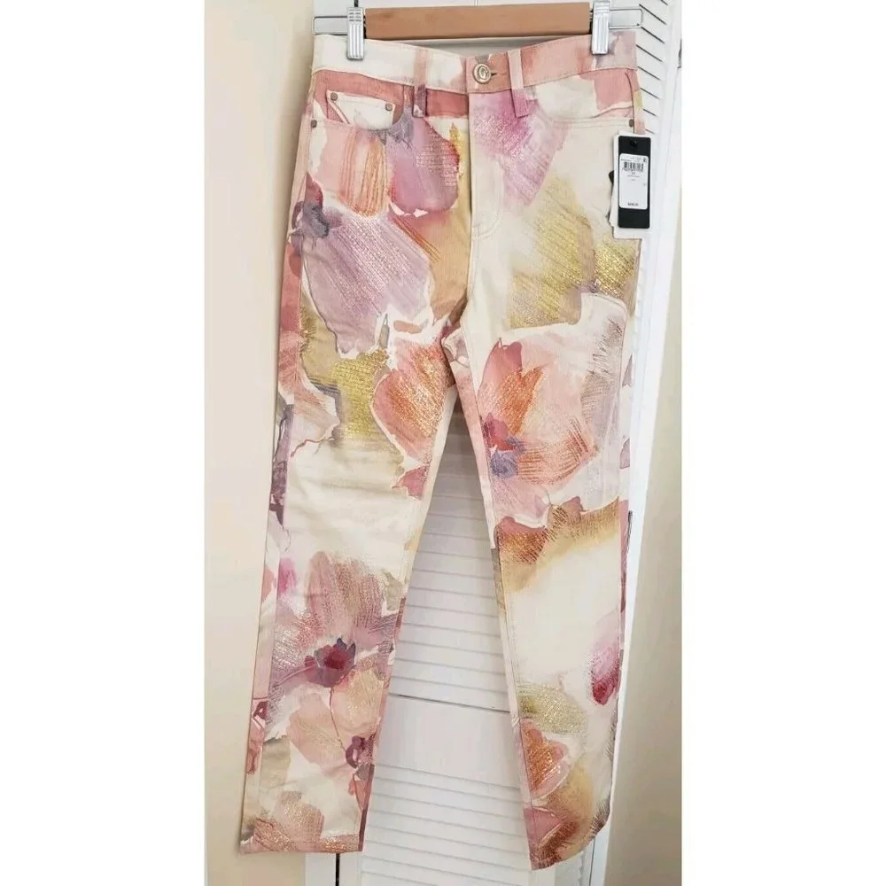 NWT GUESS GIRLY SEQUIN METRO FLOWER SKINNY JEANS W 25 - Picture 3 of 13